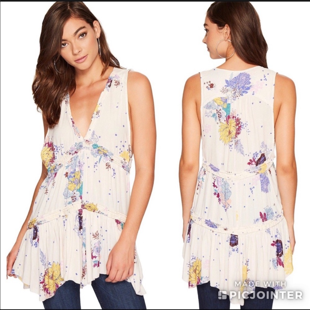Free People Floral Tunic Top